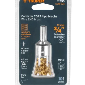 Carda Tipo Brocha Truper 3/4 Pulgadas Alambre Grueso para Taladro COM-3/4 Cód. 11593