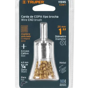Carda Tipo Brocha Truper 1 Pulgada Alambre Grueso para Taladro COM-1 Cód. 11595