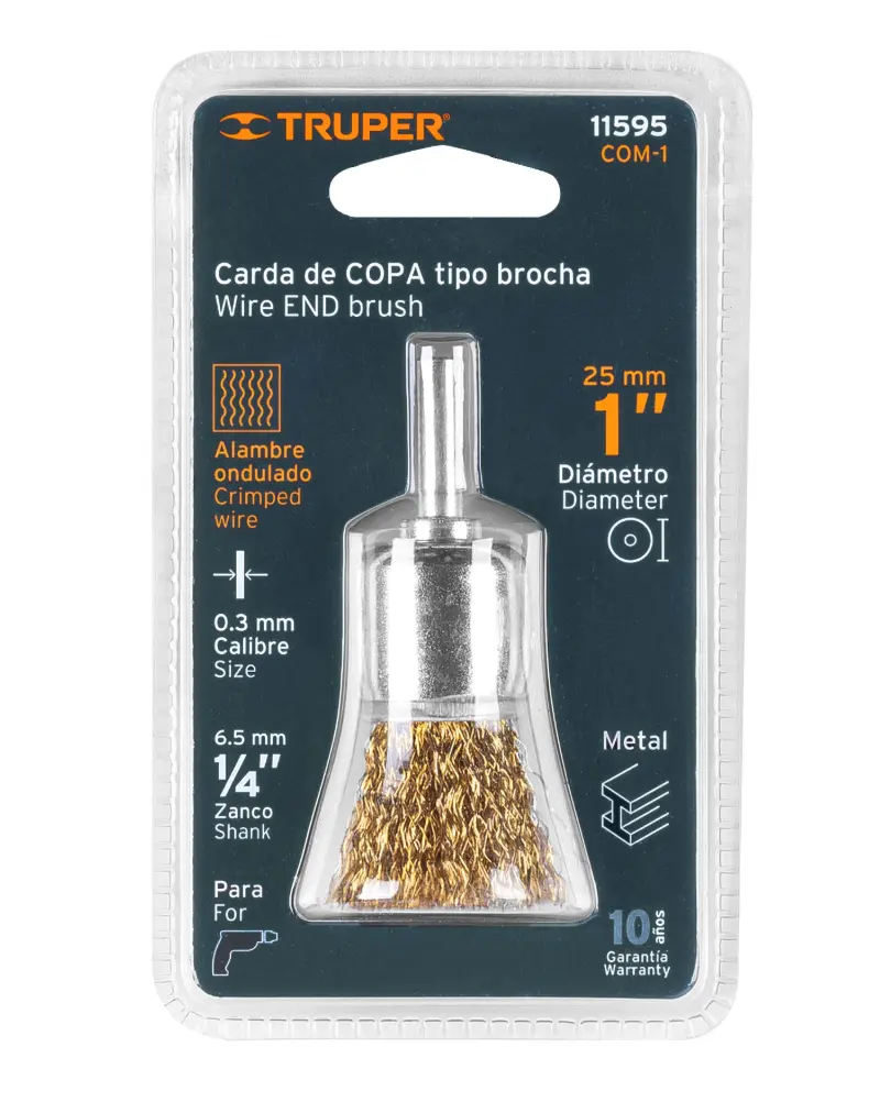 Carda Tipo Brocha Truper 1 Pulgada Alambre Grueso para Taladro COM-1 Cód. 11595