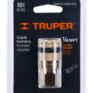 Cople Rápido de Latón Hembra Truper 1/4 Pulgada NPT COPLE-HEM-1/4 Cód. 19084
