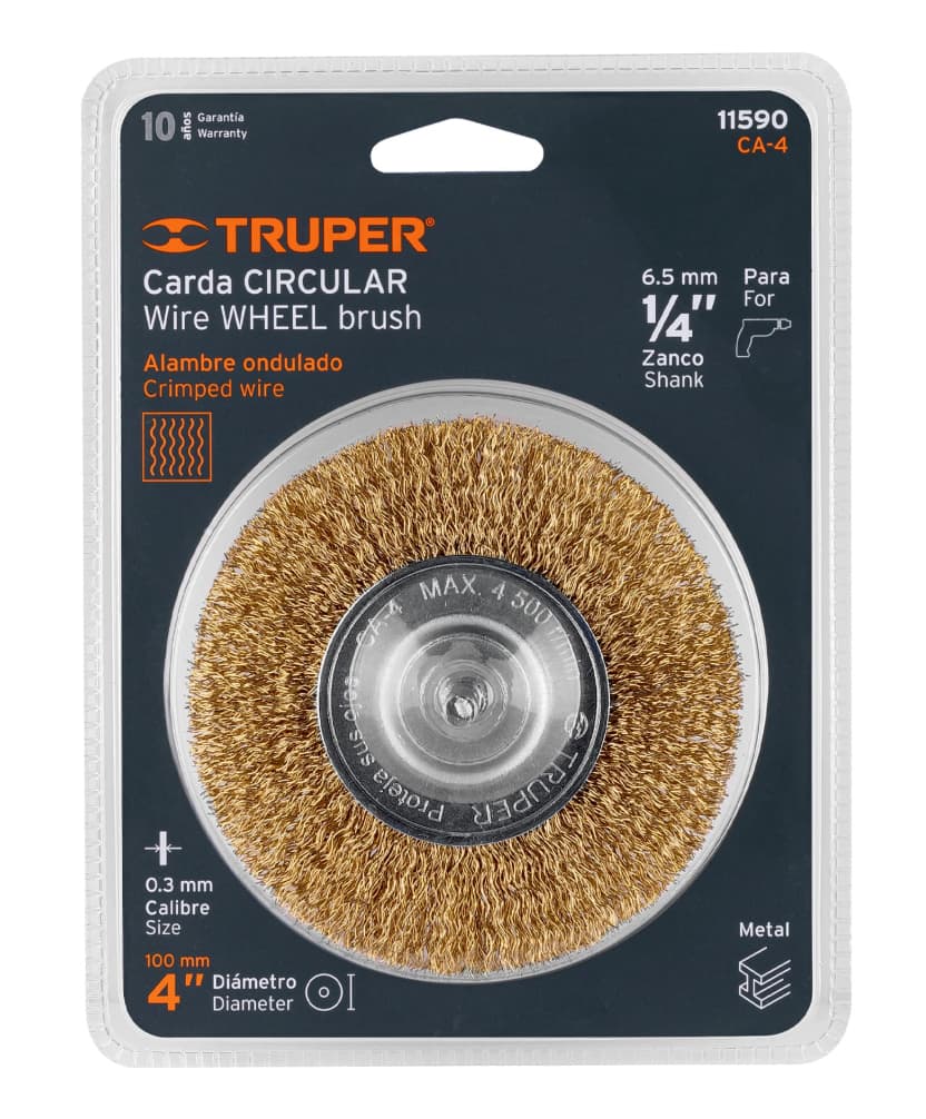 Carda Circular Truper 4 Pulgadas Alambre Grueso para Taladro CA-4 Cód. 11590