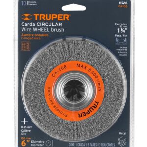 Carda de Alambre Ondulado Truper 6 x 1 1/8 Pulgadas para Esmeril CA-106 Cód. 11526