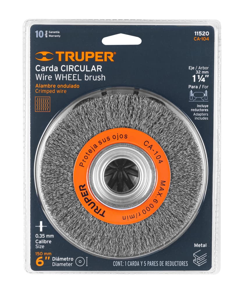 Carda de Alambre Ondulado Truper 6 x 3/4 Pulgadas para Esmeril CA-104 Cód. 11520