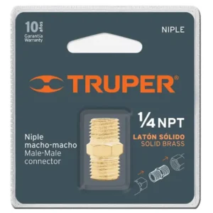Niple Macho-Macho de Latón Truper 1/4 Pulgada NPT