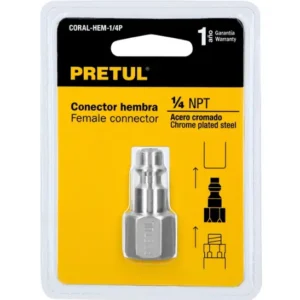 Conector Rápido Hembra Pretul 1/4 Pulgada NPT CORAL-HEM-1/4P Cód. 27022