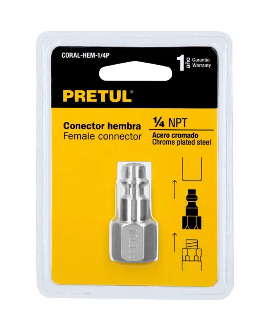 Conector Rápido Hembra Pretul 1/4 Pulgada NPT CORAL-HEM-1/4P Cód. 27022
