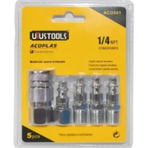 Juego de Acoples y Conectores Rápidos Uyustools ACO501 1/4 NPT 5 Piezas