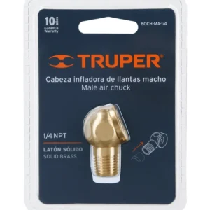 Cabeza Infladora de Llantas Macho Truper 1/4 Pulgada NPT BOCH-MA-1/4 Cód. 19087