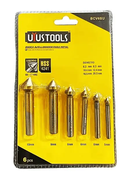 Set de Brocas Avellanadoras para Metal Uyustools BCV6SU 6 Piezas