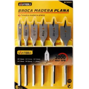 Juego de Brocas Planas para Madera Uyustools BCM601 6 Piezas