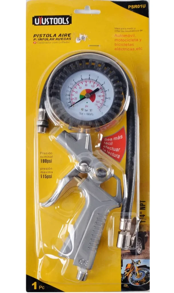 Pistola de Aire para Inflar Ruedas Uyustools PSR01U con Manómetro