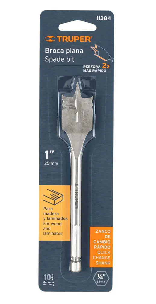 Broca Plana para Madera Truper 1 Pulgada BPT-1 Cód. 11384