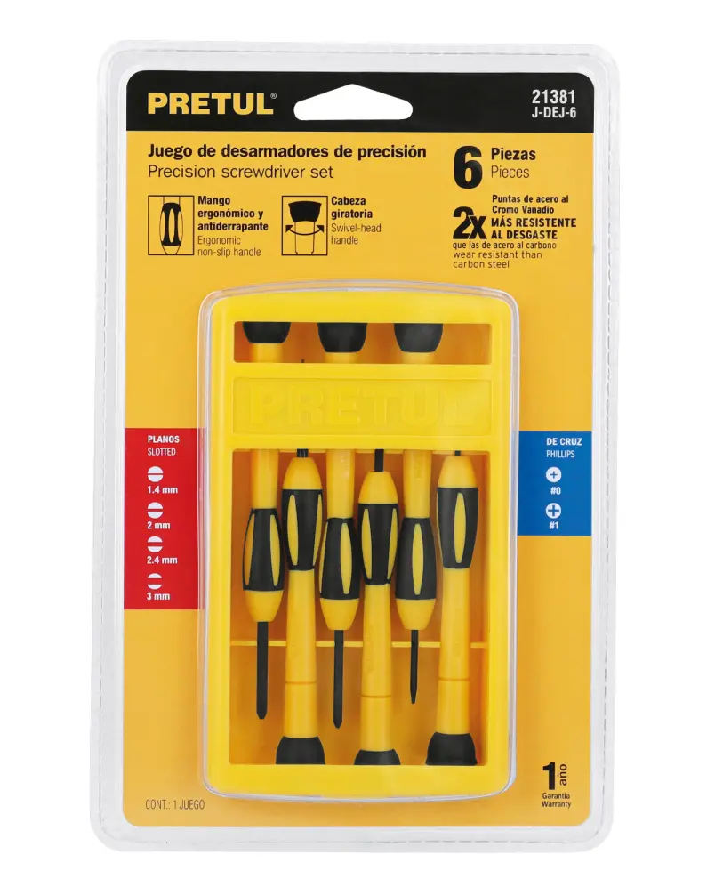 Juego de Desarmadores de Precisión Pretul 6 Piezas J-DEJ-6 Cód. 21381