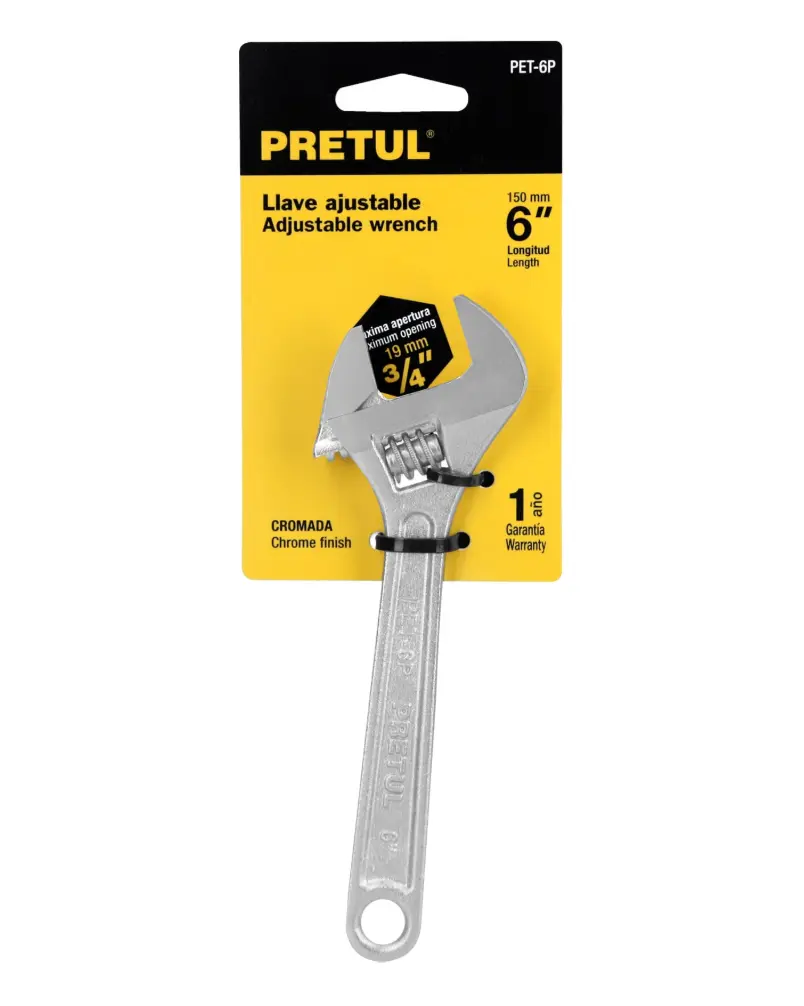 Llave Ajustable Perico Pretul 6 Pulgadas Cromada PET-6P Cód. 21814
