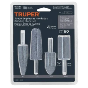 Juego de Piedras Montadas Truper para Acero Inoxidable 4 Piezas JPM-4I Cód. 102631