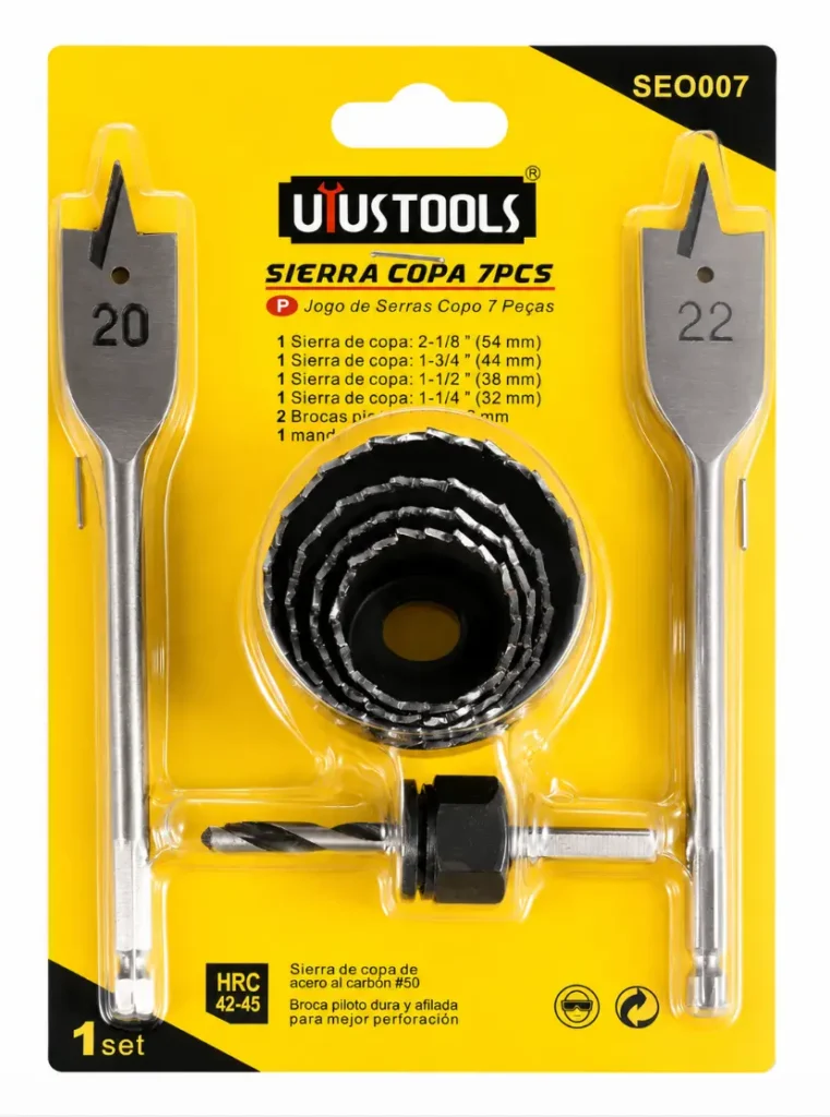 Juego de Sierras Copa Uyustools SEO007 7 Piezas para Madera