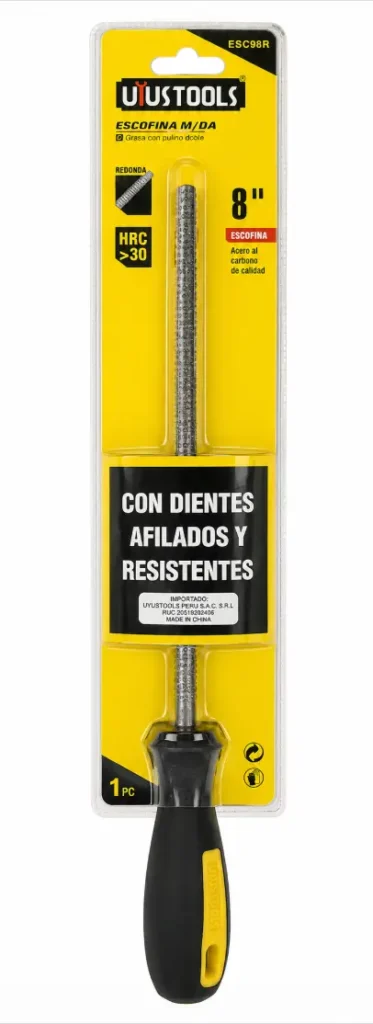Escofina Redonda para Madera Uyustools ESC98R 8" con Mango Plástico
