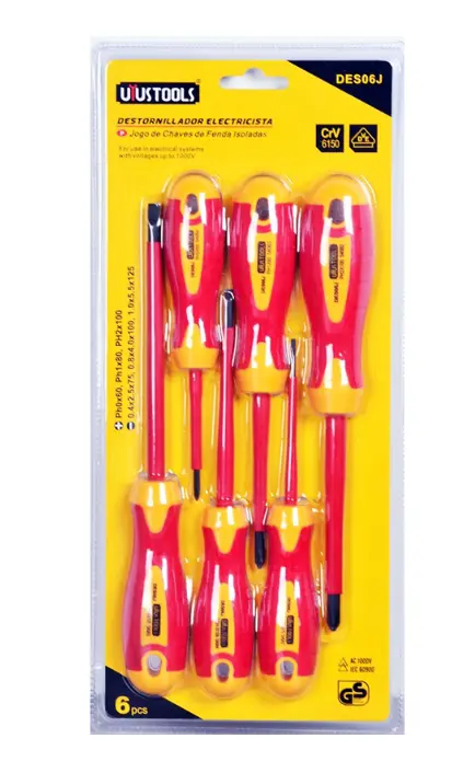 Juego de Destornilladores para Electricista Uyustools DES06J 1000V 6 Piezas