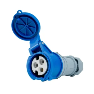 Tomacorriente Industrial 2P+T 16A 200-250V IP44 Azul y Gris