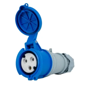 Tomacorriente Industrial 2P+T 32A 380-415V IP44 Azul y Gris