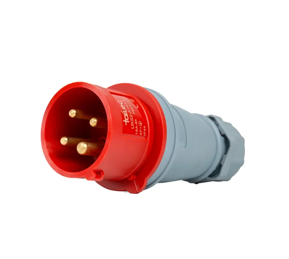 Enchufe Industrial 3P+T 16A 380-415V IP44 Rojo y Gris