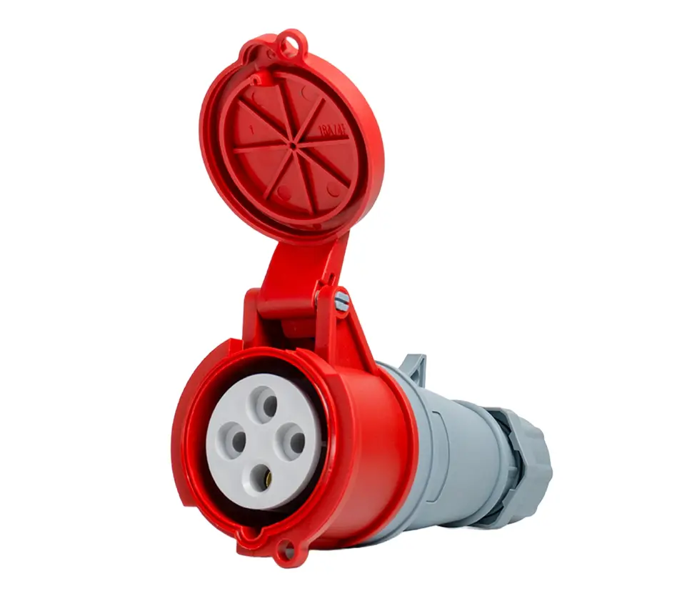 Tomacorriente Industrial 3P+T 16A 380-415V IP44 Rojo y Gris