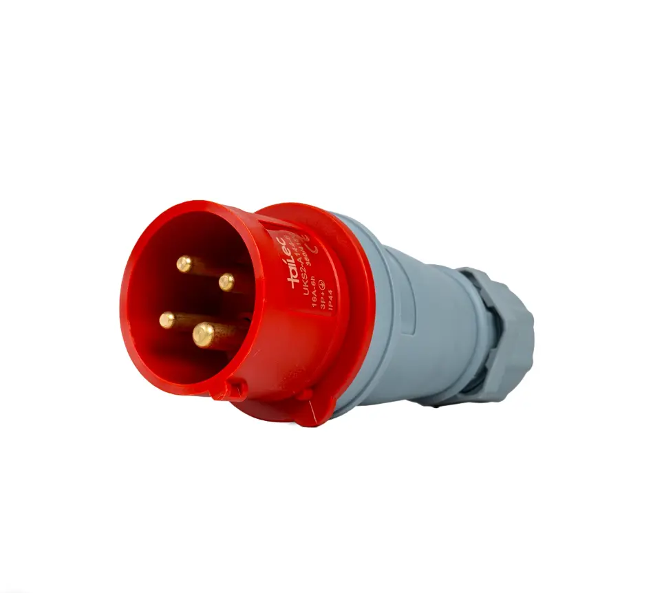 Enchufe Industrial 3P+T 32A 380-415V IP44 Rojo y Gris