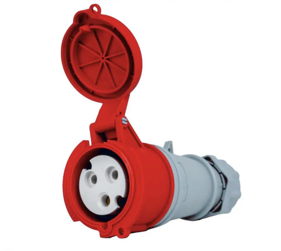 Tomacorriente Industrial 3P+T 32A 380-415V IP44 Rojo y Gris