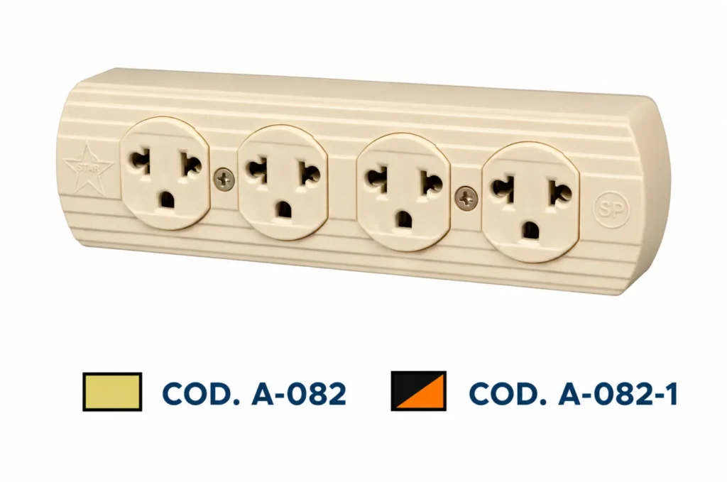 Tomacorriente de Sobreponer 4 Servicios 15A L/T Star Electric A-082