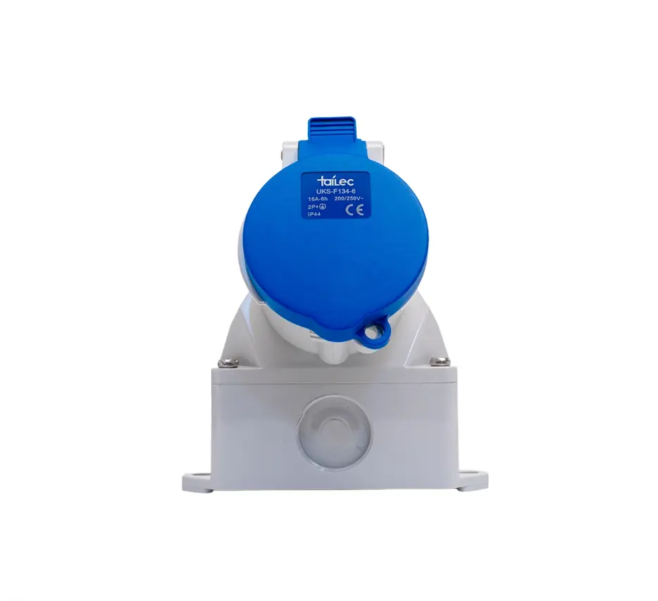 Tomacorriente Adosado 2P+T 16A 200-250V IP44 Azul