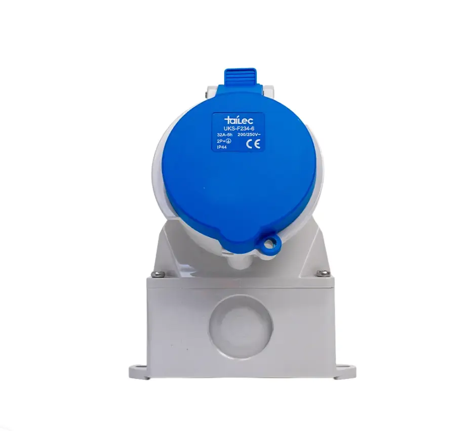 Tomacorriente Adosado 2P+T 32A 200-250V IP44 Azul