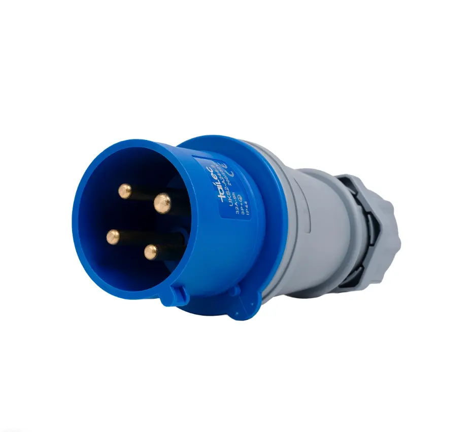 Enchufe Industrial 3P+T 32A 9H 380-415V IP44 Azul y Gris