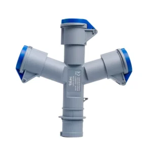 Tomacorriente Múltiple 2P+T 16A 200-250V IP44 Azul y Gris