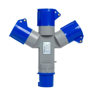 Tomacorriente Múltiple 2P+T 16A 200-250V IP44 Azul y Gris