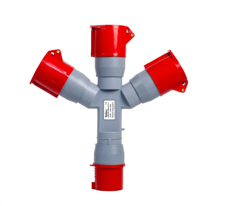 Tomacorriente Múltiple 3P+T 32A 380-415V IP44 Rojo