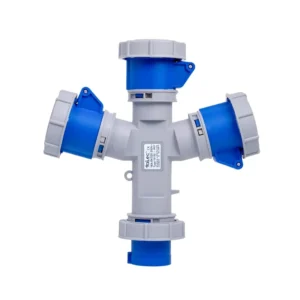 Tomacorriente Múltiple 2P+T 16A 200-250V IP67 Azul y Gris