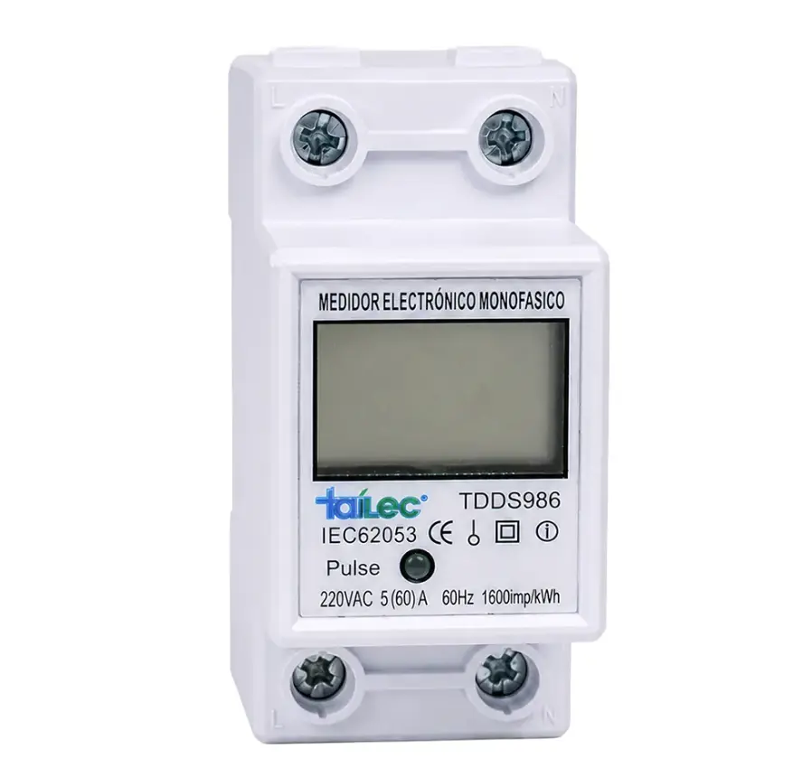 Medidor de Riel Monofásico 15A 200-250V IP20 Gris