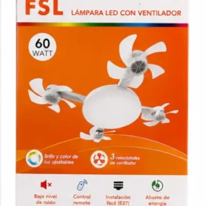 Lámpara LED con Ventilador FSL 60W E27 con Control Remoto