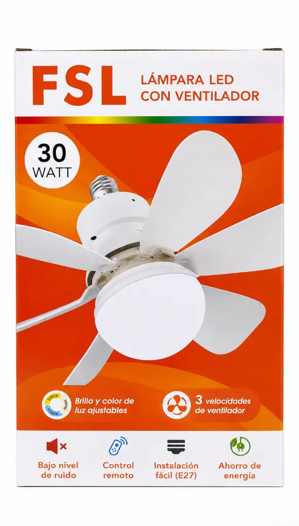 Lámpara LED con Ventilador FSL 30W E27 con Control Remoto