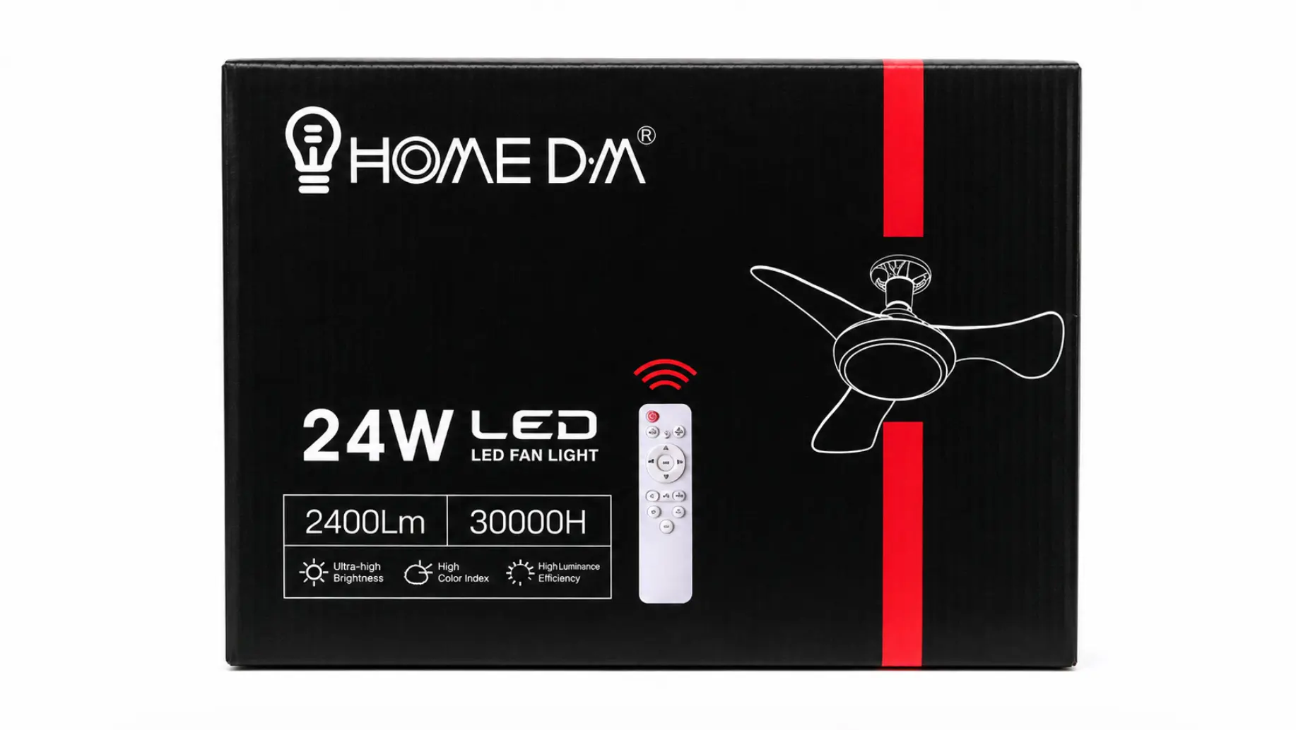 Lámpara LED con Ventilador Home DM 24W con Control Remoto
