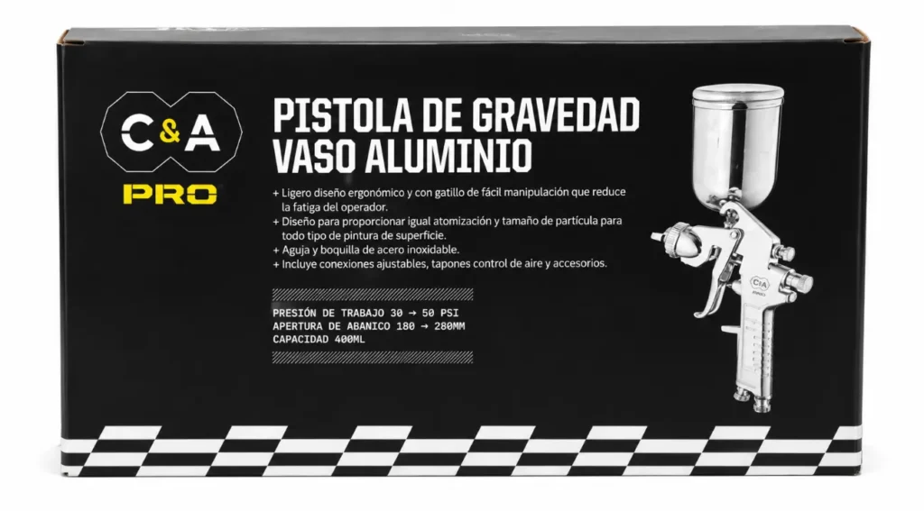 Pistola de Gravedad para Pintar C&A Pro con Vaso de Aluminio 400 ml