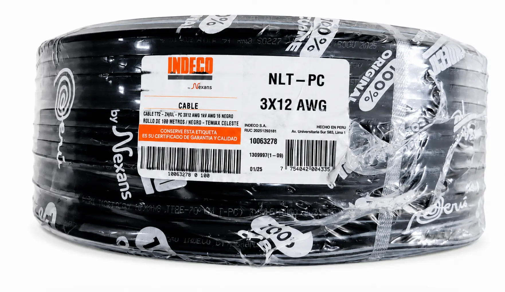 Cable Vulcanizado 3x12 Gris y Negro Indeco