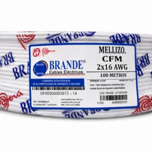 Cable Mellizo CFM 2x16 AWG 100 m Blanco Brande