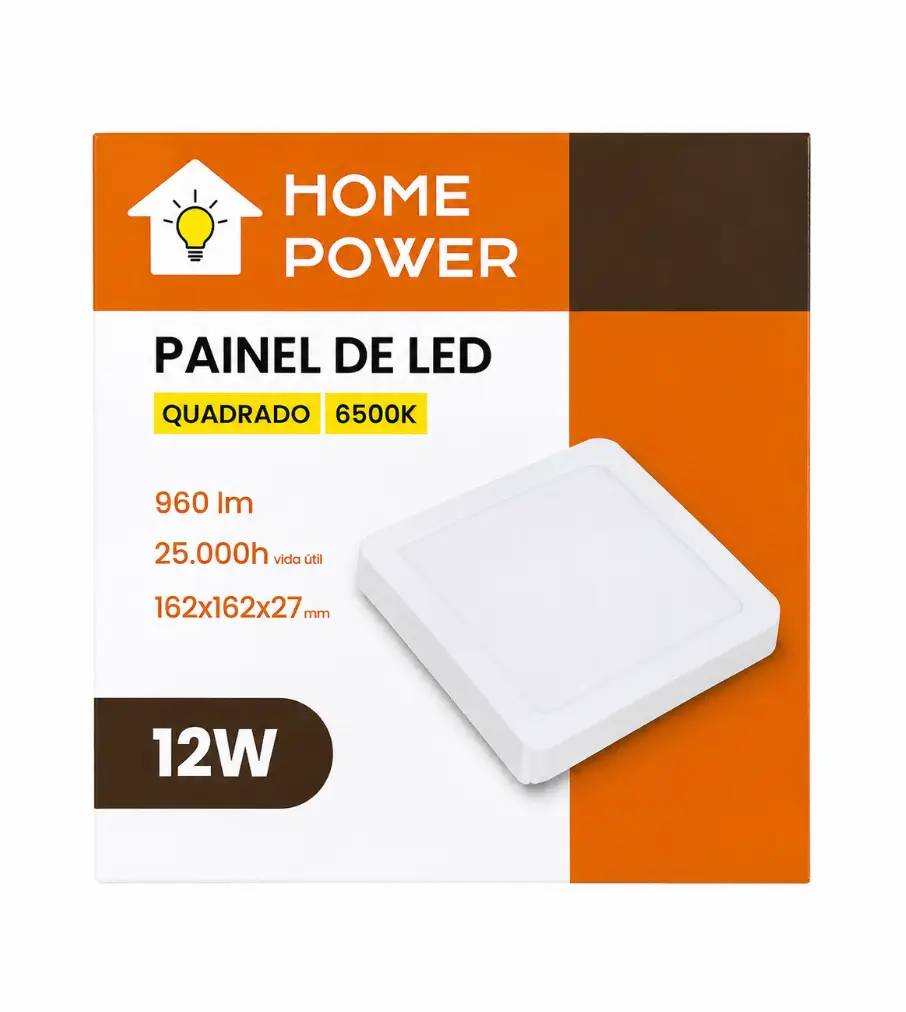 Panel LED Cuadrado 12W 960 Lúmenes 6500K Home Power - Imagen 2