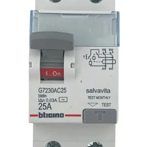 Interruptor Diferencial Monofásico 2P 25A 30mA Bticino G7230AC25