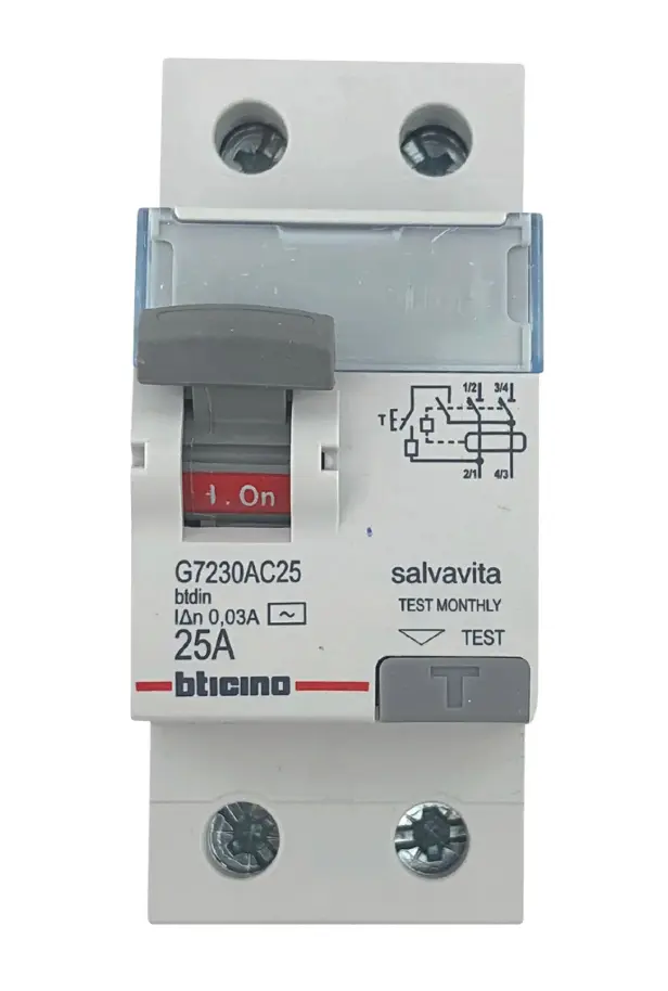 Interruptor Diferencial Monofásico 2P 25A 30mA Bticino G7230AC25