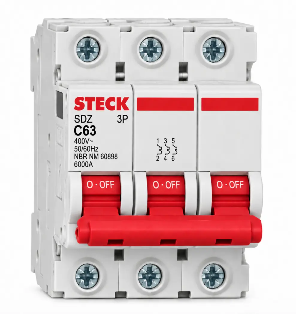 Interruptor Termomagnético Trifásico C63 3P 63A Steck SDZ