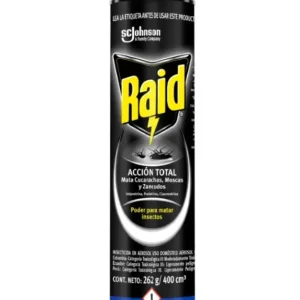 Insecticida Acción Total Mata Cucarachas Moscas y Zancudos Raid 400 ml