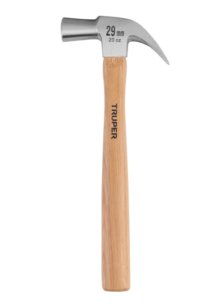 Martillo Cabeza Cónica 29 mm con Uña Curva y Mango de Madera Truper MAC-29