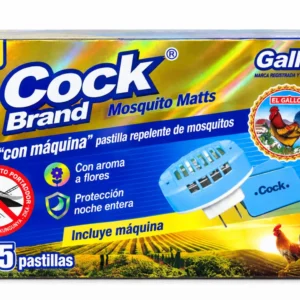 Repelente de Mosquitos con Máquina y 15 Pastillas Cock Brand El Gallo